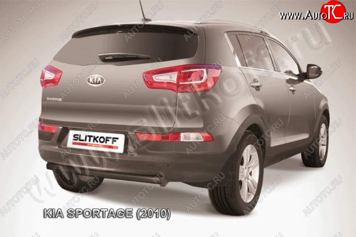 7 999 р. Защита заднего бампера из трубы d57 Slitkoff (короткая)  KIA Sportage  3 SL (2010-2016) дорестайлинг, рестайлинг (Цвет: серебристый)  с доставкой в г. Кемерово