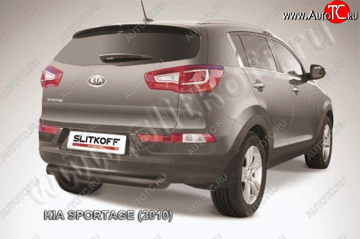 9 099 р. Защита заднего бампера из трубы d76 наf Slitkof (короткая)  KIA Sportage  3 SL (2010-2016) дорестайлинг, рестайлинг (Цвет: серебристый)  с доставкой в г. Кемерово