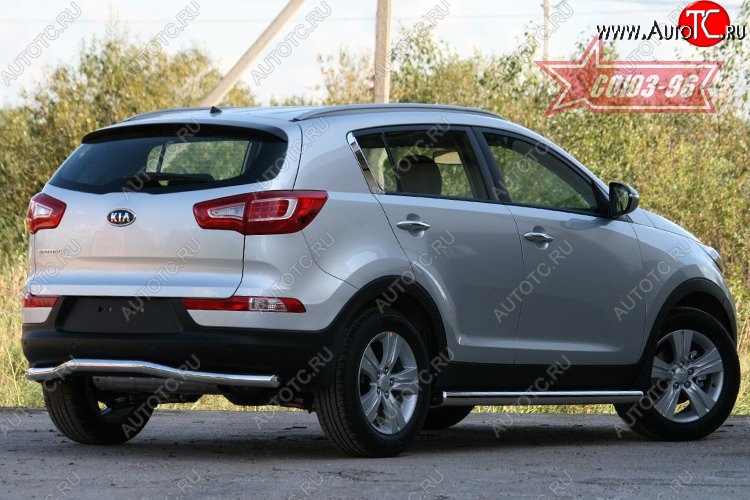 11 159 р. Защита заднего бампера Souz-96 (d60)  KIA Sportage  3 SL (2010-2016) дорестайлинг, рестайлинг  с доставкой в г. Кемерово