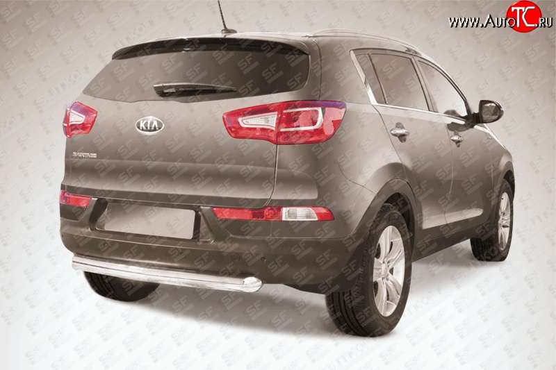 12 999 р. Одинарная защита заднего бампера из трубы диаметром 76 мм Slitkoff  KIA Sportage  3 SL (2010-2016) дорестайлинг, рестайлинг (Нержавейка, Полированная)  с доставкой в г. Кемерово