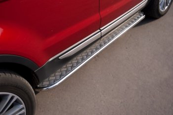 22 999 р. Широкая защита порогов с трубой диаметром 42 мм SLITKOFF v2  Land Rover Range Rover Evoque  1 L538 (2011-2015) дорестайлинг 5 дв.  с доставкой в г. Кемерово. Увеличить фотографию 3