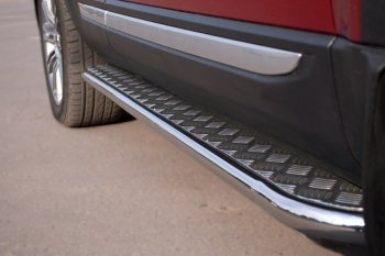Широкая защита порогов с трубой диаметром 42 мм SLITKOFF v2 Land Rover Range Rover Evoque  1 L538 (2011-2015) дорестайлинг 5 дв.