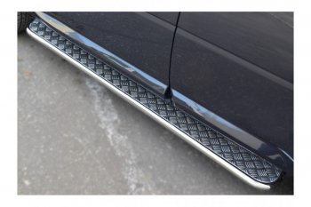 Широкая защита порогов с трубой диаметром 42 мм SLITKOFF v3 Land Rover Range Rover Evoque  1 L538 (2011-2015) дорестайлинг 5 дв.