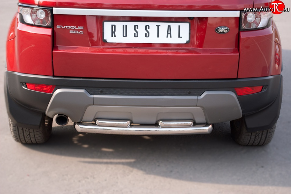 17 949 р. Защита заднего бампера (2 трубы Ø63 и 42 мм, нержавейка, Prestige u Pure) SLITKOFF  Land Rover Range Rover Evoque  1 L538 (2011-2015) дорестайлинг 3 дв., дорестайлинг 5 дв.  с доставкой в г. Кемерово