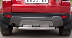 Защита заднего бампера (2 трубы Ø76 и 42 мм, нержавейка) SLITKOFF Land Rover Range Rover Evoque  1 L538 (2011-2015) дорестайлинг 3 дв., дорестайлинг 5 дв.