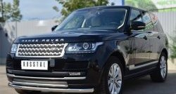 19 399 р. Защита переднего бампера (2 трубыØ63 и 42 мм, нержавейка) SLITKOFF Land Rover Range Rover 4 L405 дорестайлинг (2012-2017)  с доставкой в г. Кемерово. Увеличить фотографию 4