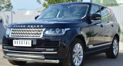 22 099 р. Защита переднего бампера (2 трубыØ76 и 63 мм, нержавейка) SLITKOFF  Land Rover Range Rover  4 L405 (2012-2017) дорестайлинг  с доставкой в г. Кемерово. Увеличить фотографию 3