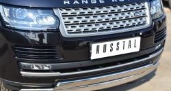 18 549 р. Защита переднего бампера (2 трубыØ75х42 мм, нержавейка) Russtal Land Rover Range Rover 4 L405 дорестайлинг (2012-2017)  с доставкой в г. Кемерово. Увеличить фотографию 2
