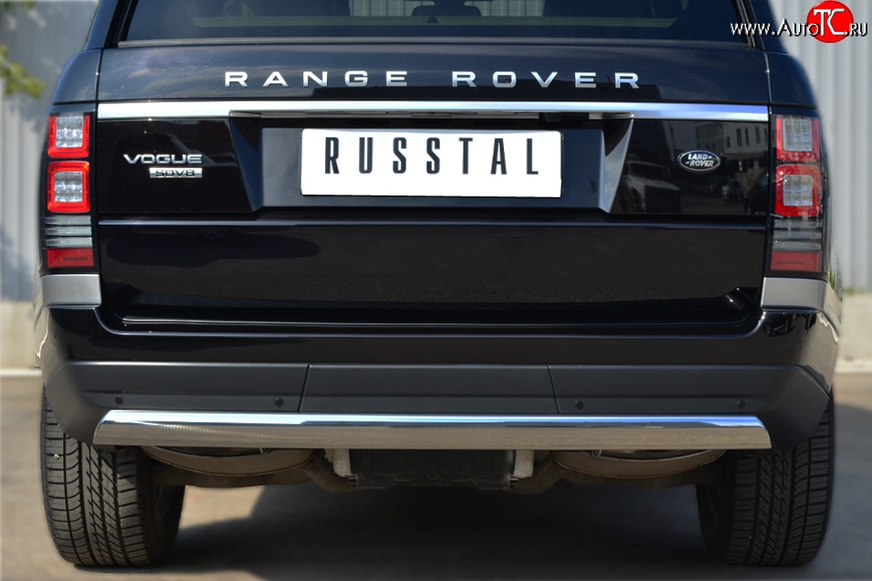 12 999 р. Защита заднего бампера (Ø75x42 мм, нержавейка) Russtal Land Rover Range Rover 4 L405 дорестайлинг (2012-2017)  с доставкой в г. Кемерово