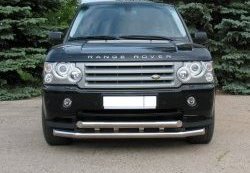 Защита переднего бампера (2 трубыØ76 мм, нержавейка) SLITKOFF Land Rover Range Rover  3 L322 (2002-2006) дорестайлинг