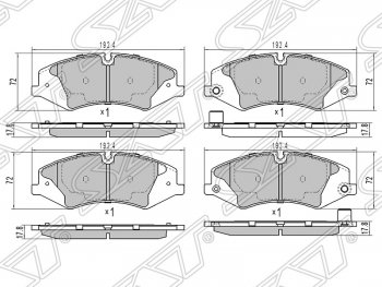 1 569 р. Колодки тормозные SAT (передние) Land Rover Range Rover 3 L322 дорестайлинг (2002-2006)  с доставкой в г. Кемерово. Увеличить фотографию 1