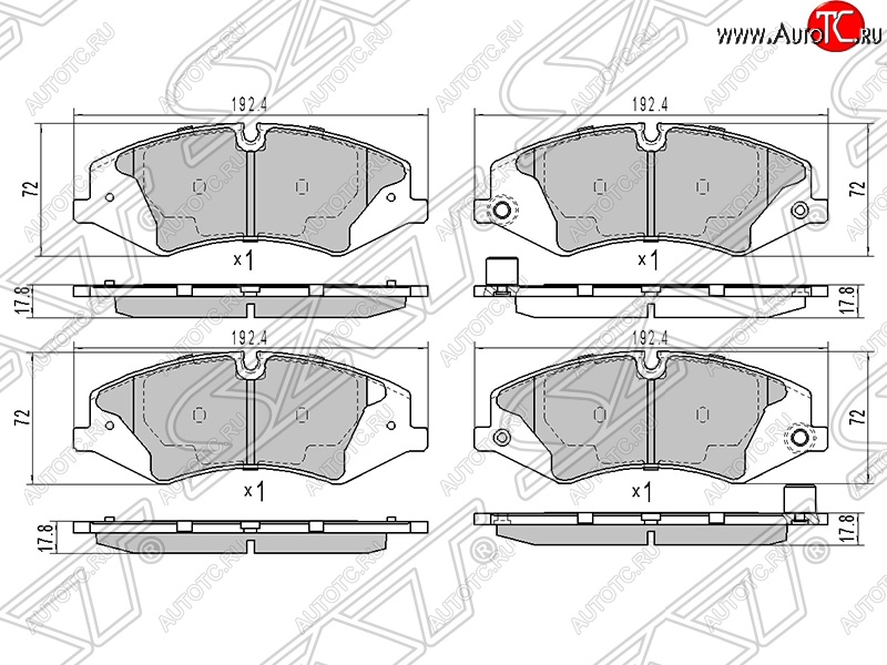 1 569 р. Колодки тормозные SAT (передние) Land Rover Range Rover 3 L322 дорестайлинг (2002-2006)  с доставкой в г. Кемерово