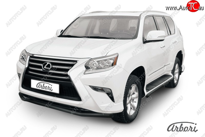 10 169 р. Защита переднего бампера Arbori (черная, 1 труба d57 mm). Lexus GX460 J150 1-ый рестайлинг (2013-2019)  с доставкой в г. Кемерово