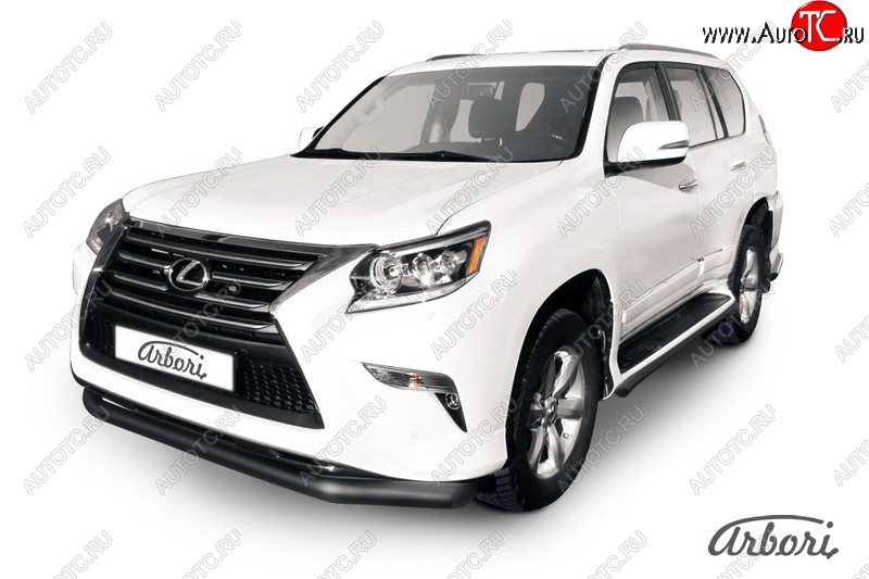 11 339 р. Защита переднего бампера Arbori (черная, 1 труба d76 mm). Lexus GX460 J150 1-ый рестайлинг (2013-2019)  с доставкой в г. Кемерово