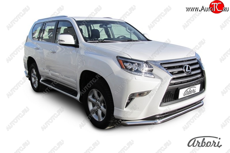 21 239 р. Защита переднего бампера Arbori (нержавейка, 1 труба d76 mm). Lexus GX460 J150 1-ый рестайлинг (2013-2019)  с доставкой в г. Кемерово