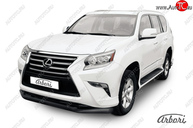 13 499 р. Защита переднего бампера Arbori (черная, 2 трубы d76 и 57 mm) Lexus GX460 J150 1-ый рестайлинг (2013-2019)  с доставкой в г. Кемерово