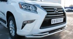 19 349 р. Защита переднего бампера (2 трубыØ63 и 42 мм, нержавейка) SLITKOFF Lexus GX460 J150 1-ый рестайлинг (2013-2019)  с доставкой в г. Кемерово. Увеличить фотографию 2