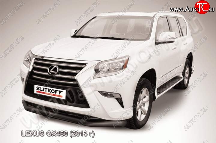 17 999 р. Защита переднего бампера из труб d76+d57 Slitkoff (двойная)  Lexus GX460  J150 (2013-2022) 1-ый рестайлинг, 2-ой рестайлинг (Цвет: серебристый)  с доставкой в г. Кемерово