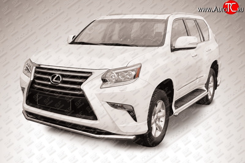 17 599 р. Одинарная защита переднего бампера из трубы диаметром 57 мм Slitkoff  Lexus GX460  J150 (2013-2022) 1-ый рестайлинг, 2-ой рестайлинг (Нержавейка, Полированная)  с доставкой в г. Кемерово