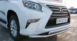 14 849 р. Защита переднего бампера (2 трубы Ø63 и 75х42 мм, нержавейка) Russtal Lexus GX460 J150 1-ый рестайлинг (2013-2019)  с доставкой в г. Кемерово. Увеличить фотографию 3