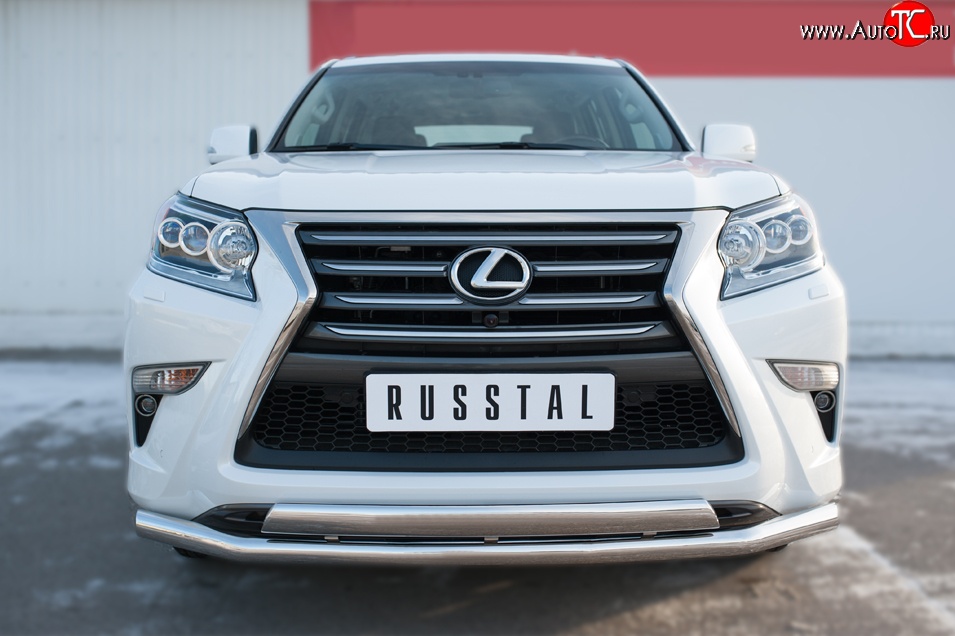 14 849 р. Защита переднего бампера (2 трубы Ø63 и 75х42 мм, нержавейка) Russtal Lexus GX460 J150 1-ый рестайлинг (2013-2019)  с доставкой в г. Кемерово