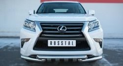 Защита переднего бампера (2 трубы Ø76 мм с зубами, нержавейка) SLITKOFF Lexus GX460  J150 (2013-2022) 1-ый рестайлинг, 2-ой рестайлинг