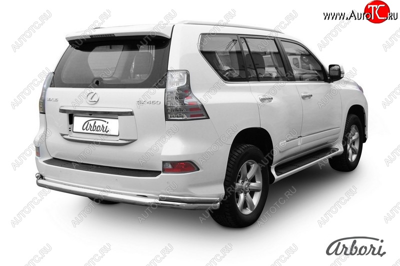 25 379 р. Защита заднего бампера Arbori (нержавейка, 2 трубы d57 и 42 mm).  Lexus GX460  J150 (2013-2022) 1-ый рестайлинг, 2-ой рестайлинг  с доставкой в г. Кемерово