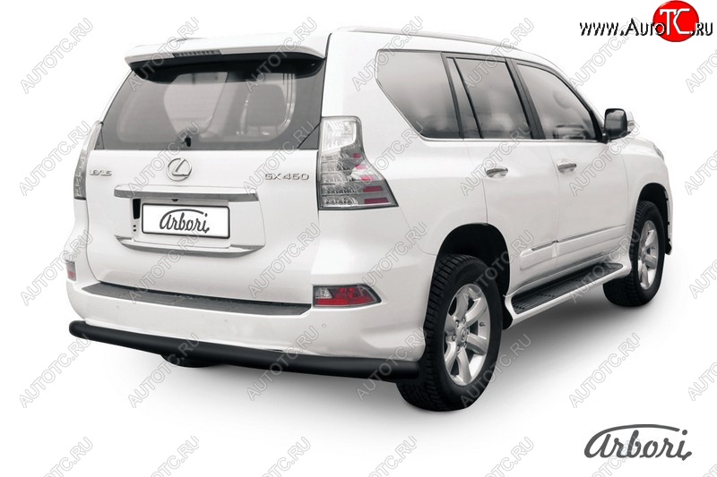 8 459 р. Защита заднего бампера Arbori (черная, 1 труба d76 mm). Lexus GX460 J150 1-ый рестайлинг (2013-2019)  с доставкой в г. Кемерово