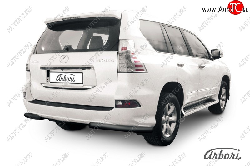 9 449 р. Защита заднего бампера Arbori (черная, 1 труба d76 mm). Lexus GX460 J150 1-ый рестайлинг (2013-2019)  с доставкой в г. Кемерово