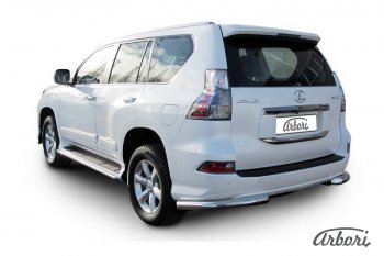 17 729 р. Защита заднего бампера Arbori (уголки, нержавейка, 1 труба d76 mm). Lexus GX460 J150 1-ый рестайлинг (2013-2019)  с доставкой в г. Кемерово. Увеличить фотографию 2
