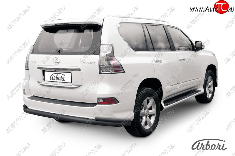 13 499 р. Защита заднего бампера Arbori (черная, 2 трубы d76 и 42 mm). Lexus GX460 J150 1-ый рестайлинг (2013-2019)  с доставкой в г. Кемерово