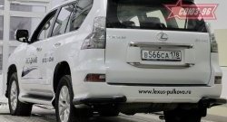 Защита заднего бампера из боковых уголков (d76) (чёрные) Souz-96 Lexus GX460 J150 1-ый рестайлинг (2013-2019)