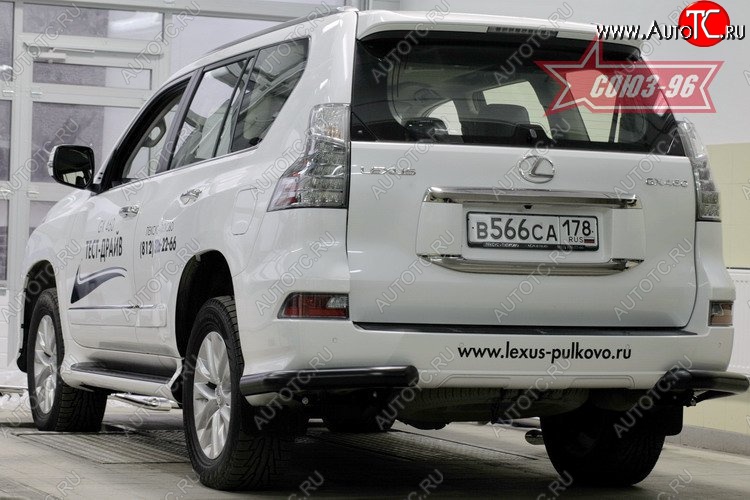 19 034 р. Защита заднего бампера из боковых уголков (d76) (чёрные) Souz-96 Lexus GX460 J150 1-ый рестайлинг (2013-2019)  с доставкой в г. Кемерово