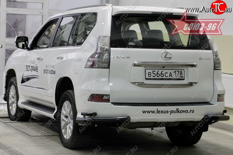 22 409 р. Защита заднего бампера из двойных боковых уголков (d76х42)Black SOUZ-96  Lexus GX460  J150 (2013-2022) 1-ый рестайлинг, 2-ой рестайлинг  с доставкой в г. Кемерово
