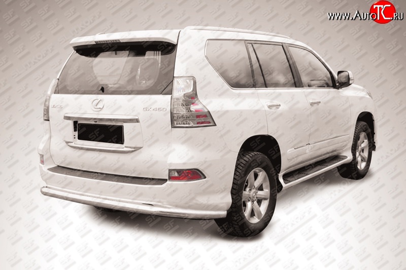 14 599 р. Защита заднего бампера из длинной трубы диаметром 76 мм Slitkoff Lexus GX460 J150 1-ый рестайлинг (2013-2019) (Нержавейка, Полированная)  с доставкой в г. Кемерово