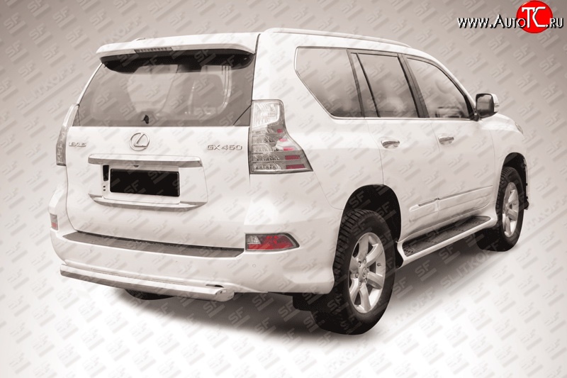 20 899 р. Защита заднего бампера из короткой трубы диаметром 76 мм Slitkoff  Lexus GX460  J150 (2013-2022) 1-ый рестайлинг, 2-ой рестайлинг (Нержавейка, Полированная)  с доставкой в г. Кемерово