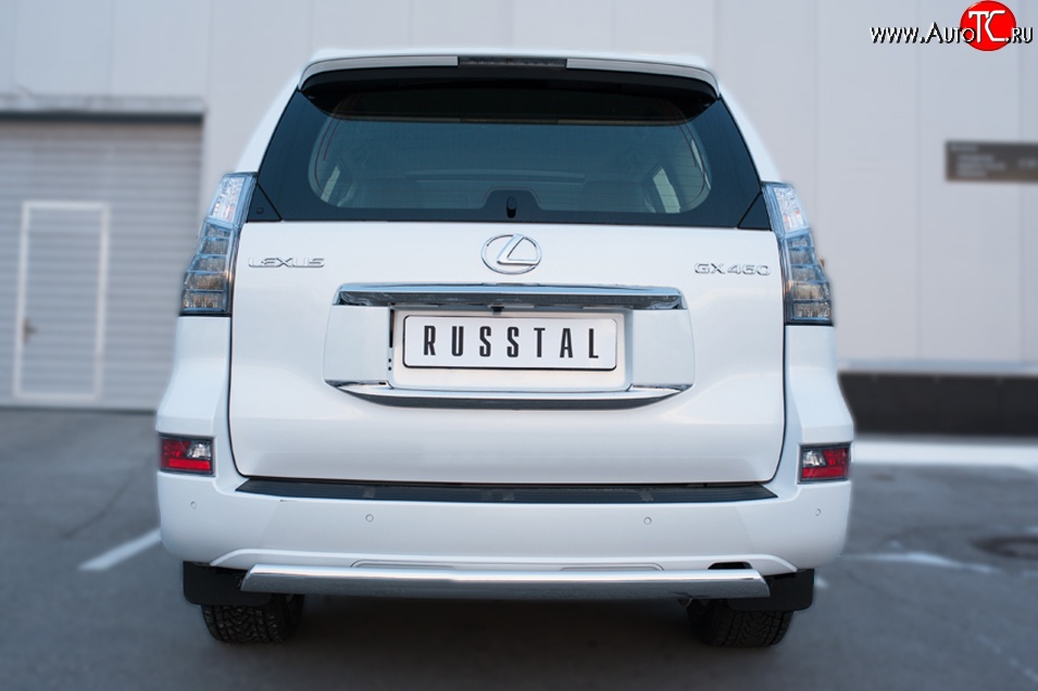 12 499 р. Защита заднего бампера (Ø75x42 мм, нержавейка) Russtal Lexus GX460 J150 1-ый рестайлинг (2013-2019)  с доставкой в г. Кемерово
