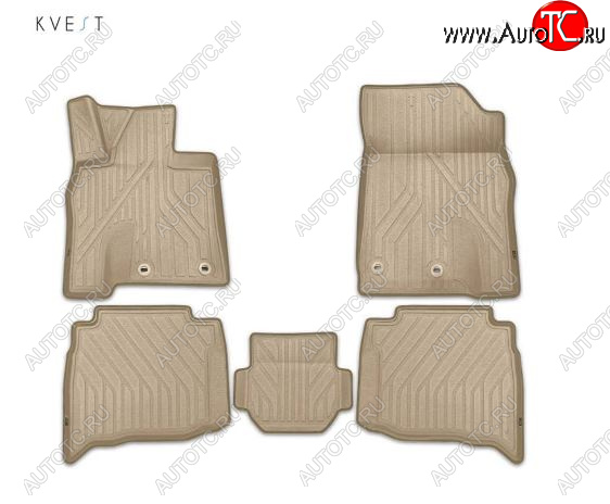 8 449 р. Комплект ковриков салона Kvest  Lexus GX460  J150 (2013-2022) 1-ый рестайлинг, 2-ой рестайлинг (Бежевые, бежевая окантовка)  с доставкой в г. Кемерово