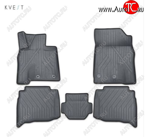 1 286 р. Комплект ковриков салона Kvest Lexus GX460 J150 1-ый рестайлинг (2013-2019) (Серый, серый кант)  с доставкой в г. Кемерово