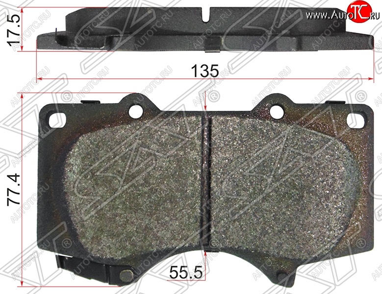 1 299 р. Колодки тормозные SAT (передние,135x77.4x17.5 mm) Toyota Land Cruiser Prado J120 (2002-2009)  с доставкой в г. Кемерово