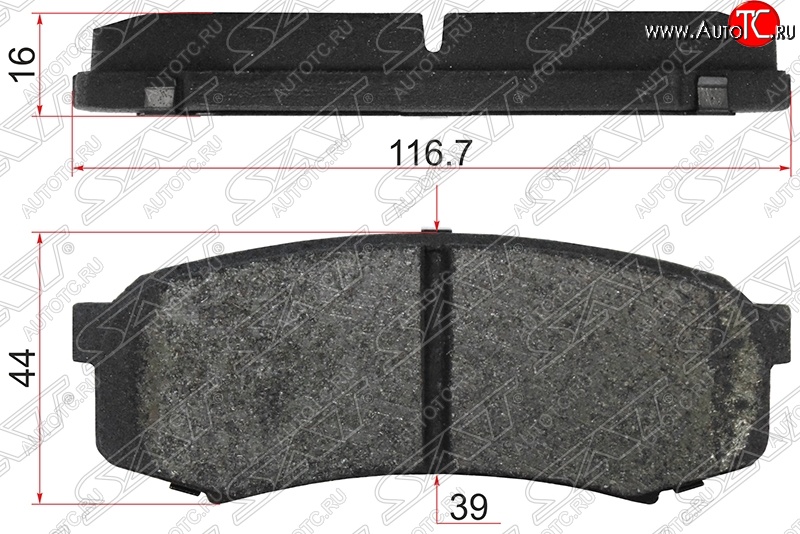 929 р. Колодки тормозные SAT (задние, 116.7x44x16 mm) Toyota Land Cruiser 200 дорестайлинг (2007-2012)  с доставкой в г. Кемерово