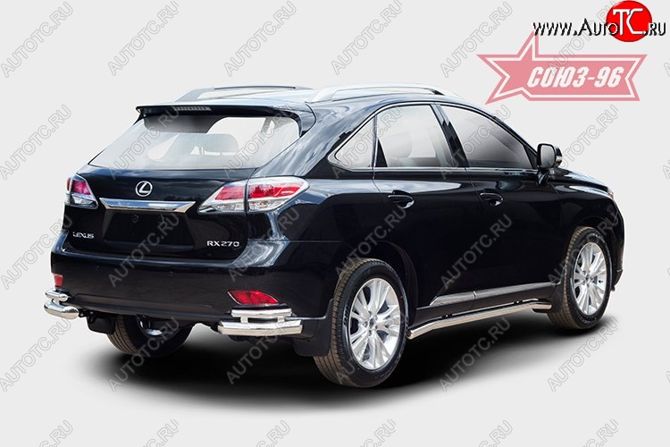 1 043 р. Двойная защита заднего бампера из боковых уголков (d76х42) Souz-96 Lexus RX 270 AL20 дорестайлинг (2015-2019)  с доставкой в г. Кемерово