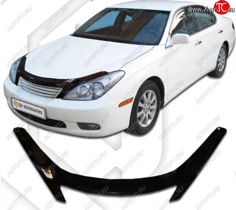 2 199 р. Дефлектор капота CA-Plastiс exclusive Lexus ES300 XV30 дорестайлинг (2001-2003) (Classic черный, Без надписи)  с доставкой в г. Кемерово