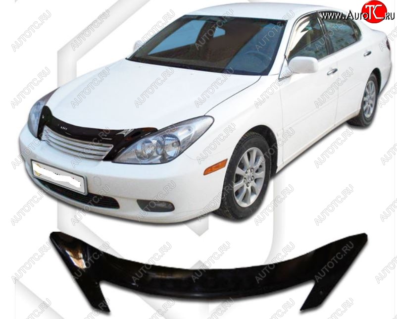 2 079 р. Дефлектор капота CA-Plastic Lexus ES300 XV30 дорестайлинг (2001-2003) (Classic черный, Без надписи)  с доставкой в г. Кемерово