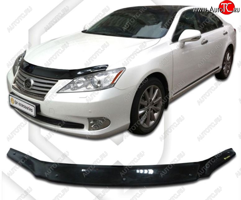 2 799 р. Дефлектор капота CA-Plastiс Lexus ES350 XV40 дорестайлинг (2006-2009) (Classic черный, Без надписи)  с доставкой в г. Кемерово