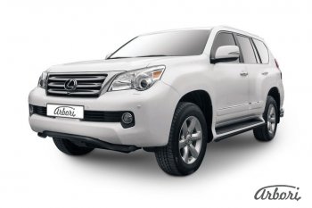 Защита переднего бампера Arbori (волна, черная, 1 труба d57 mm). Lexus GX460 J150 дорестайлинг (2009-2013)