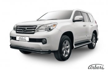 Защита переднего бампера Arbori (черная, 2 трубы d57, 57 и 42 mm)3 Lexus GX460 J150 дорестайлинг (2009-2013)