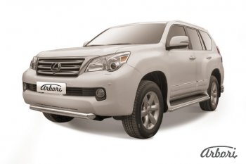 Защита переднего бампера Arbori (черная, 1 труба d76 mm). Lexus GX460 J150 дорестайлинг (2009-2013)