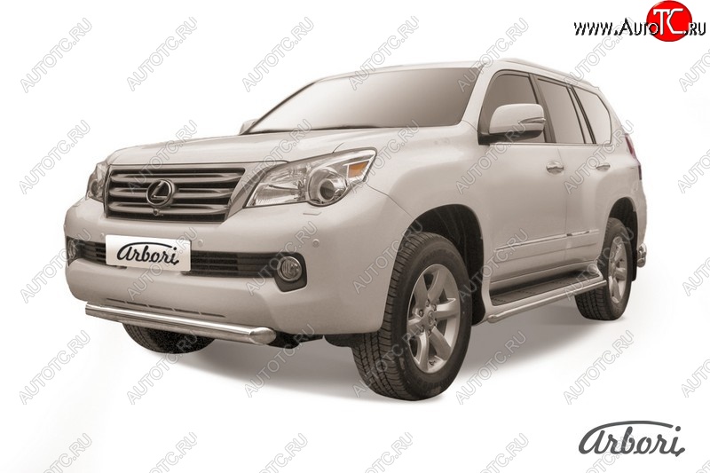 12 329 р. Защита переднего бампера Arbori (черная, 1 труба d76 mm). Lexus GX460 J150 дорестайлинг (2009-2013)  с доставкой в г. Кемерово