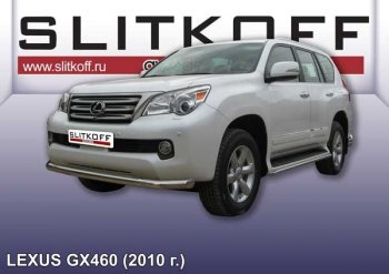 13 649 р. Защита переднего бампера из трубы d76 Slitkoff Lexus GX460 J150 дорестайлинг (2009-2013) (Цвет: серебристый)  с доставкой в г. Кемерово. Увеличить фотографию 1